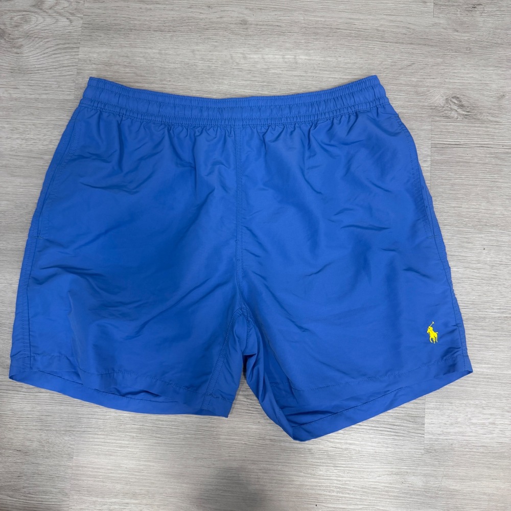 Polo Ralph Lauren Mens Royal Blue Swim Trunks Yellow Pony Mesh Lining Large